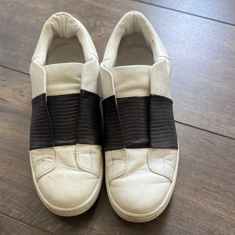 Vince Cream and Black Slip-On Sneakers
